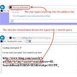 Bag u Internet Exploreru otkriva šta korisnik kuca u adresnoj traci