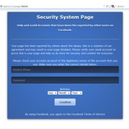 Facebook ''System Security Page'' je lažna stranica koja krade korisnička imena i lozinke za Facebook naloge