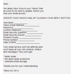 Fišing prevara: ''Otkriven DSVX virus u vašem Yahoo! Mail nalogu''