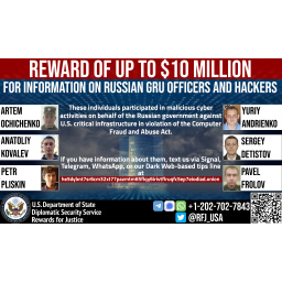 SAD ponudile 10 miliona dolara za informacije o ruskim vojnim hakerima
